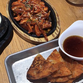 Gogi - Steamed egg in clay pot, spicy chicken, and kim chi pancake - Korean Near Me - Kenner, Louisiana