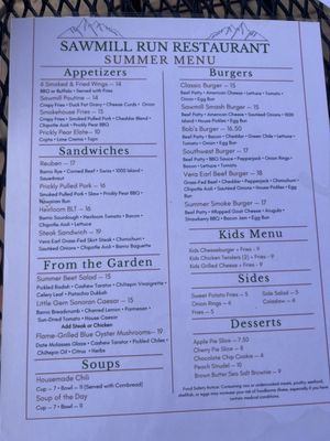 Menu photo 1 Sawmill Run Restaurant Mount Lemmon, AZ Menu photo 1 Sawmill Run Restaurant Mount Lemmon, AZ