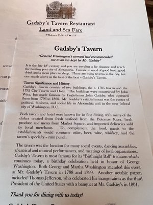 Menu photo 8 Gadsby's Tavern Restaurant Alexandria, VA