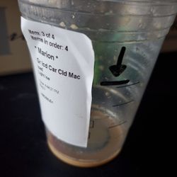 Starbucks - Grande ice caramel cloud macchiato only filled to arrow because of light ice.