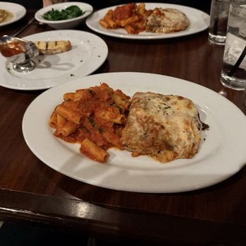 Spaghetty Western - Eggplant parmigiana with rigatoni pasta - Italian Near Me - Las Vegas, Nevada Spaghetty Western - Eggplant parmigiana with rigatoni pasta - Italian Near Me - Las Vegas, Nevada