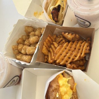 Egghead Sando Cafe - Waffle fries  Tater Tots The B.E.C. Sandwich The Scramble Sandwich 2 Pink Dream - Sandwiches Near Me - San Jose, California