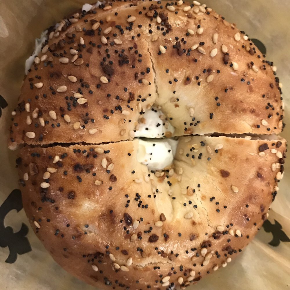 Everything bagel with bacon scallion cream cheese Everything bagel with bacon scallion cream cheese