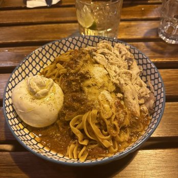Aqua E Farina - Fettuccine with chicken, and burata. - Italian Near Me - Montreal, Quebec Aqua E Farina - Fettuccine with chicken, and burata. - Italian Near Me - Montreal, Quebec