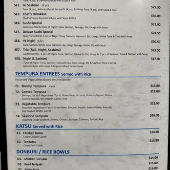 Yo Sushi & Ramen - Menu (6/12/2026) - Japanese Near Me - Vacaville, California