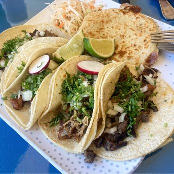 Rincon Latino - Tacos (asada, carnitas, pastor, lengua) and a queso pupusa - Latin American Near Me - Framingham, Massachusetts