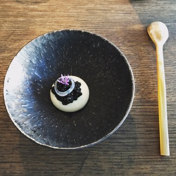 Commis - Another one of my favorite bite! Creamy potato sauce with caviar - New American Near Me - Oakland, California