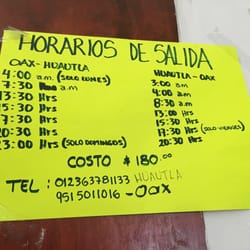 Autotransportes Maria Sabina - Horarios de corridas