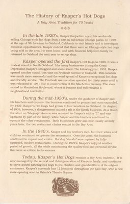 Menu photo 2 Kasper's Hot Dogs Castro Valley, CA Menu photo 2 Kasper's Hot Dogs Castro Valley, CA