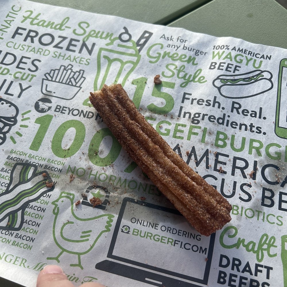 BurgerFi - 1/2 of the churro from my hubby's banana churro shake! Yummy!!! - Burgers Near Me - Auburn, Alabama