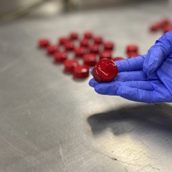 Ava Marie Handmade Chocolates and Ice Cream - Dark Chocolate Raspberry Rose Valentines bon bon