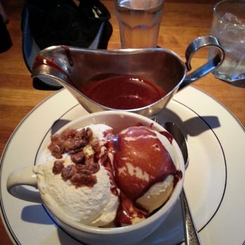 Hillstone - Finished of my lunch with a big bowl of sundae....and piping hot chocolate syrup. - New American Near Me - San Francisco, California