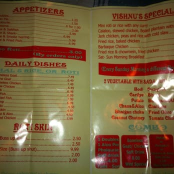 Vishnu's Doubles & Roti Shop - takeout menu - Caribbean Near Me - Brampton, Ontario Vishnu's Doubles & Roti Shop - takeout menu - Caribbean Near Me - Brampton, Ontario