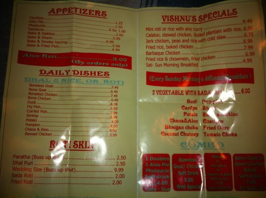 Menu photo 2 Vishnu's Doubles & Roti Shop Brampton, ON Menu photo 2 Vishnu's Doubles & Roti Shop Brampton, ON