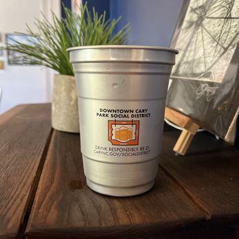 Cotton House Craft Brewers - The "to-go" Social district cup, made of aluminum. No upcharge to get it to go. Great cups! - Brewpubs Near Me - Cary, North Carolina Cotton House Craft Brewers - The "to-go" Social district cup, made of aluminum. No upcharge to get it to go. Great cups! - Brewpubs Near Me - Cary, North Carolina