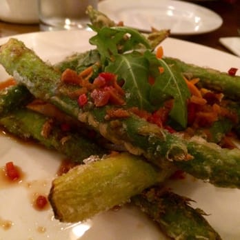 The Ginger Bistro - Tempura of asparagus with Asian salad (from the dedicated vegetarian menu) - Modern European Near Me - Belfast, BFS The Ginger Bistro - Tempura of asparagus with Asian salad (from the dedicated vegetarian menu) - Modern European Near Me - Belfast, BFS