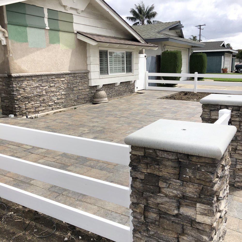 This is the pavers Ken installed in my front yard. (Please ignore all the paint samples on my house.)
