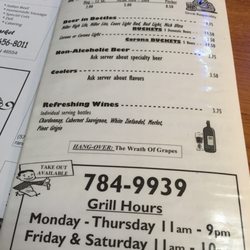 Jack's Bar & Grill - Back of the Jack's menu.