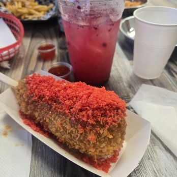 Hungry Bulldog House - This is the pepper jack cheese corndog with hot cheetos. Yum! - Korean Near Me - Diamond Bar, California Hungry Bulldog House - This is the pepper jack cheese corndog with hot cheetos. Yum! - Korean Near Me - Diamond Bar, California