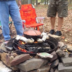 Gary's Family Campground - Cooking up some chili and baked potatoes on the fire pit