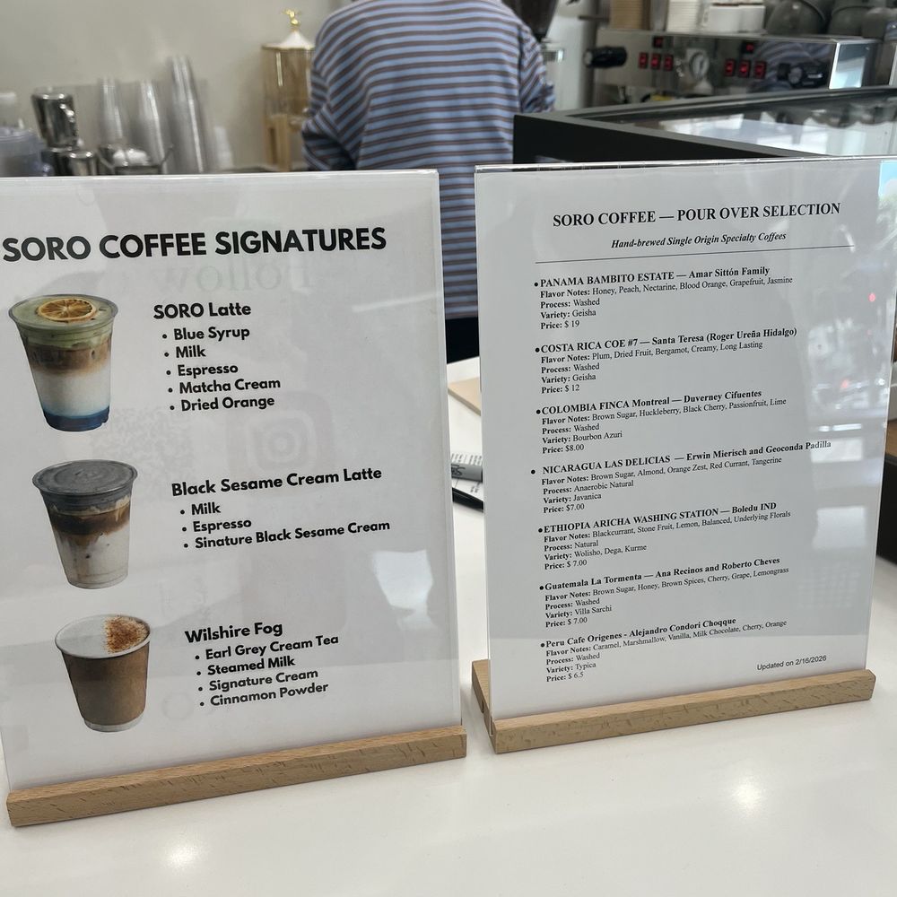 Soro Coffee - Menu February 2026 - Coffee & Tea Near Me - Los Angeles, California Soro Coffee - Menu February 2026 - Coffee & Tea Near Me - Los Angeles, California