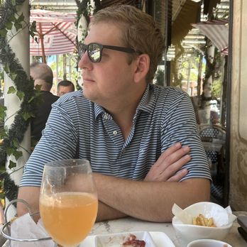 Marseille - Outside patio drinking blood orange mimosa and lager - French Near Me - New York, New York