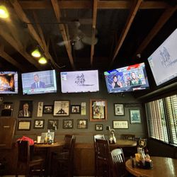 Many screens near the front