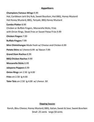 Menu photo 4 Champions Sports Bar Biddeford, ME Menu photo 4 Champions Sports Bar Biddeford, ME