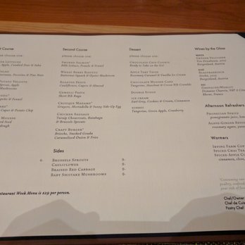 Craft - menu from Winter 2017 RW lunch menu - New American Near Me - New York, New York
