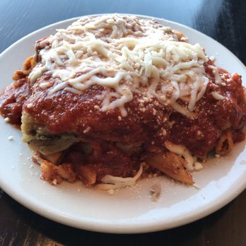 Comella's - Try out the pasta "family mess" items.  I had the "Nephew" with eggplant and sausage.  Very good.  The sausage was noticeably tasty. - Italian Near Me - Newton, Massachusetts