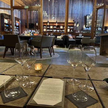 Lambert Bridge Winery - wine glasses and menus on a table - Wineries Near Me - Healdsburg, California Lambert Bridge Winery - wine glasses and menus on a table - Wineries Near Me - Healdsburg, California