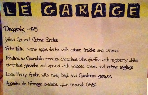 Menu photo 8 Le Garage Sausalito, CA Menu photo 8 Le Garage Sausalito, CA