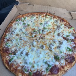 Pizza with pepperoni and sausage Pizza with pepperoni and sausage