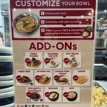 Marugame Udon - Add ons - Japanese Near Me - San Gabriel, California