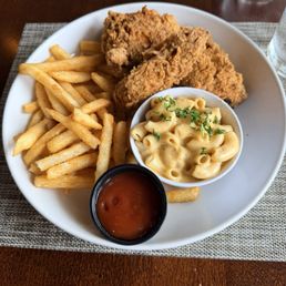 Fried chicken, fries, and Mac and Cheese Fried chicken, fries, and Mac and Cheese
