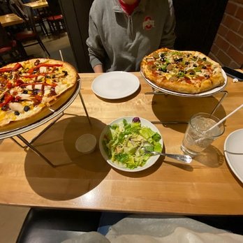 Dewey's Pizza - Southwest BBQ Chicken Pizza, Peppercorn Ranch Salad, and Bronx Bomber Pizza - Pizza Near Me - O'fallon, Illinois Dewey's Pizza - Southwest BBQ Chicken Pizza, Peppercorn Ranch Salad, and Bronx Bomber Pizza - Pizza Near Me - O'fallon, Illinois