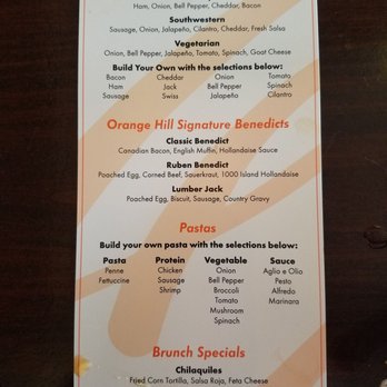 Orange Hill Restaurant & Events - This menu is included with brunch and made fresh. I ordered the country omelette. - Steakhouses Near Me - Orange, California