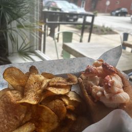 Peacemaker lobster roll with chips Peacemaker lobster roll with chips