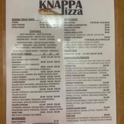 Knappa Pizza and Bar - Menu