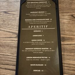 Dessert Menu Dessert Menu