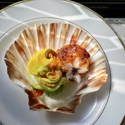 Chef Amanda Pilkington - Scallops with Squash Blossom stuffed with crab, fine herbs, yuzu cream