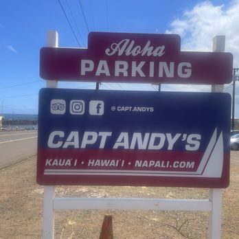 Capt Andy's - Parking lot sign for Capt Andy's - Boat Tours Near Me - Ele'ele, Hawaii