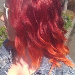 Hair Connection - One of our stylists, Laurel, and her beautiful fire ombre.