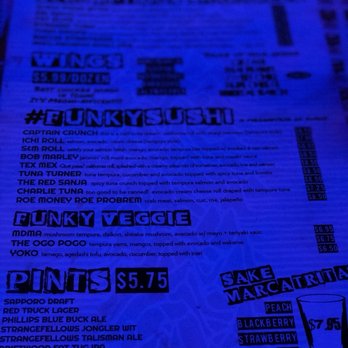 The Eatery - Only able to view menu (and your food) by black light - Japanese Near Me - Vancouver, British Columbia