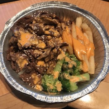 Chop Steak Truck - Sesame steak with spicy sauce. Comes with steak, white rice, fries, and broccoli. 9$ definitely a good value - Food Trucks Near Me - New York, New York Chop Steak Truck - Sesame steak with spicy sauce. Comes with steak, white rice, fries, and broccoli. 9$ definitely a good value - Food Trucks Near Me - New York, New York