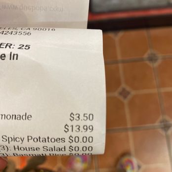 Quebobs Restaurant - Receipt - Mediterranean Near Me - Los Angeles, California