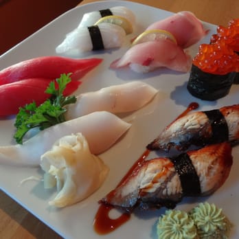Shema Sushi - Nigiri (Tuna, Squid, White Tuna, Yellow-Tail, Eel, and Salmon Roe) - Sushi Bars Near Me - Rochester, New York Shema Sushi - Nigiri (Tuna, Squid, White Tuna, Yellow-Tail, Eel, and Salmon Roe) - Sushi Bars Near Me - Rochester, New York