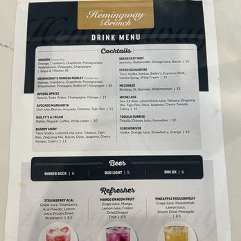 Hemingway Brunch - Brunch drink menu - Breakfast & Brunch Near Me - Coppell, Texas