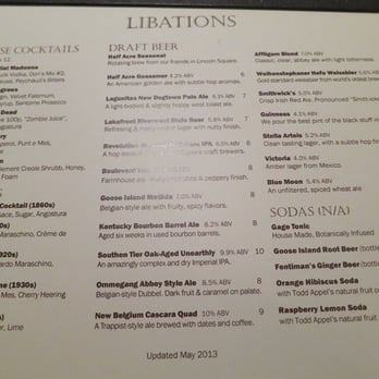 The Gage - Draft beer menu - New American Near Me - Chicago, Illinois