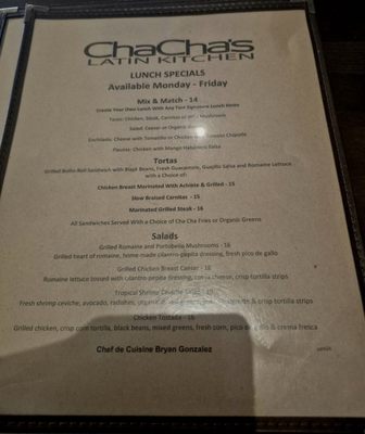 Menu photo 1 Cha Cha's Latin Kitchen Brea, CA Menu photo 1 Cha Cha's Latin Kitchen Brea, CA